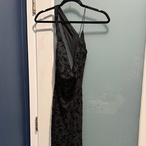 Zara Black Lace Floral Evening Dress